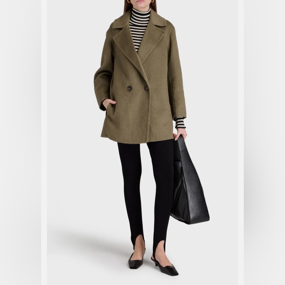 Vince army green wool blend coat